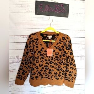NWT Knox Rose Brown Cheetah Print Sweater XS